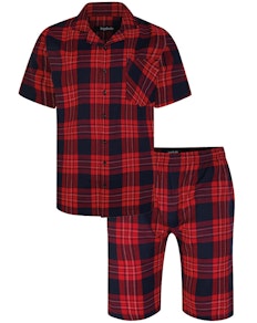 Bigdude Woven Checked Pyjama Set Rot/Navy